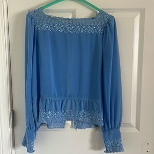 Gorgeous Blue Vintage Blue with Exquisite Embroidered Detail Open Back Size S/M